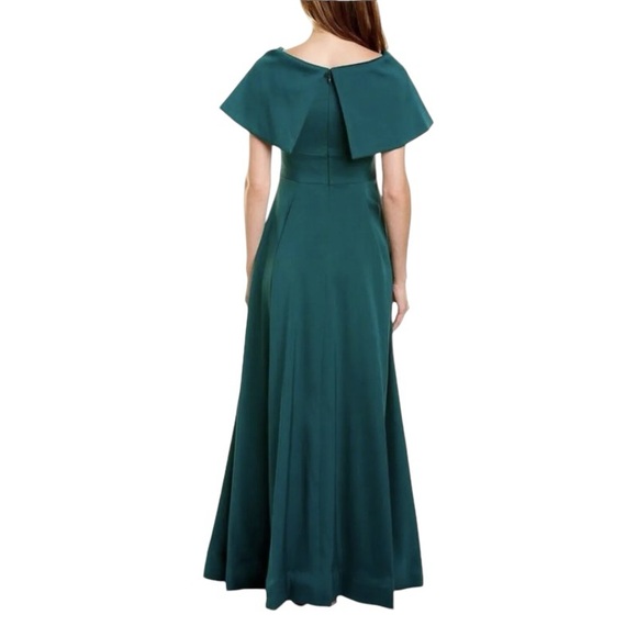 US 8 Aidan Mattox Portrait Collar Gown Emerald NWT - Picture 2 of 12